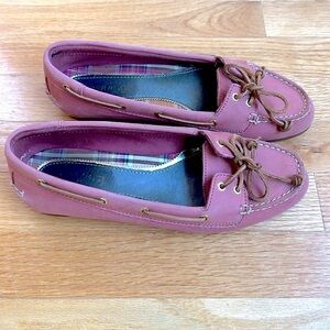 Sperry Topsider Boat Shoes Fine Suede Dark Pink for women